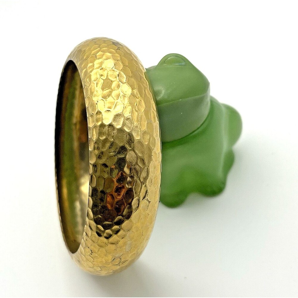 BOHO Chunky Wide Hammered Gold Tone Bangle Bracelet Vintage Y2K 1.5" Wide